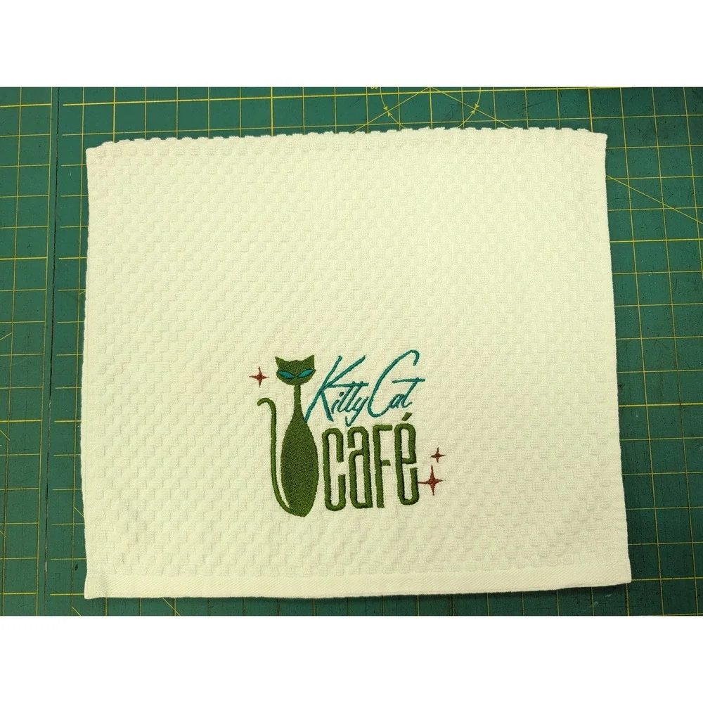 Kitty Cat Cafe Retro Mid Century Modern Atomic Kitchen Bath Hand Bar Towel